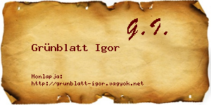 Grünblatt Igor névjegykártya